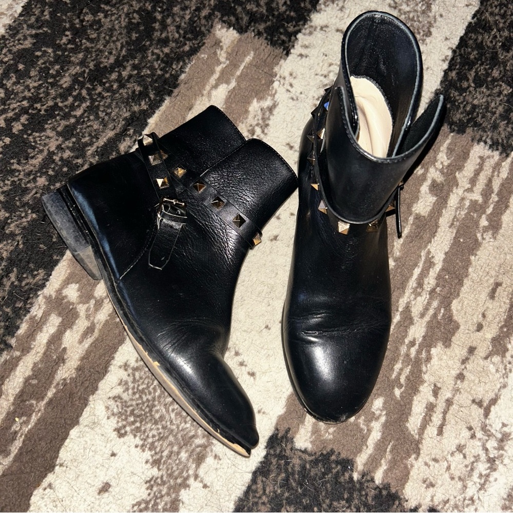 Valentino Garavani Black Ankle Boots with Studds size 37- US 6